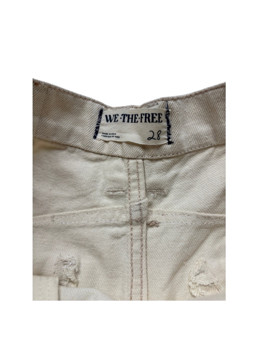 Free People We The Free Good Luck Soutache Barrel Jeans, Ivory - Picture 2 of 4